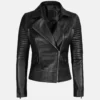 Women's Black Quilted Leather Biker Jacket