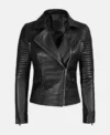 Women's Black Quilted Leather Biker Jacket