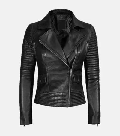 Women's Black Quilted Leather Biker Jacket