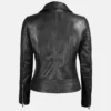 Women's Black Quilted Leather Biker Jacket Back