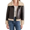 Women's Brown Shearling Aviator Leather Jacket