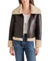 Women's Brown Shearling Aviator Leather Jacket