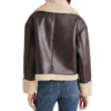Women's Brown Shearling Aviator Leather Jacket Back