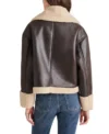 Women's Brown Shearling Aviator Leather Jacket Back