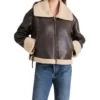 Women's Brown Shearling Aviator Leather Jacket on Sale