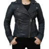 Women's Classic Fit Leather Biker Jacket