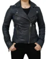 Women's Classic Fit Leather Biker Jacket