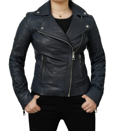 Women's Classic Fit Leather Biker Jacket