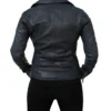 Women's Classic Fit Leather Biker Jacket Back