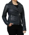 Women's Classic Fit Leather Biker Jacket Side Look