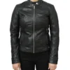 Women's Leather Cafe Racer Jacket