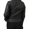 Women's Leather Cafe Racer Jacket Back