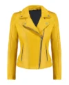 Yellow Biker Leather Jacket