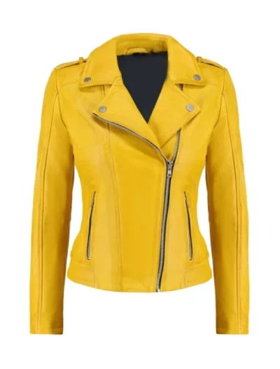 Yellow Biker Leather Jacket