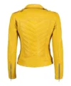 Yellow Biker Leather Jacket Back