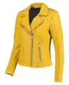 Yellow Biker Leather Jacket on Sale