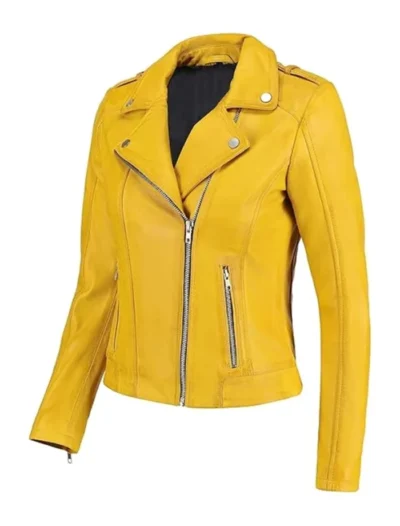 Yellow Biker Leather Jacket on Sale