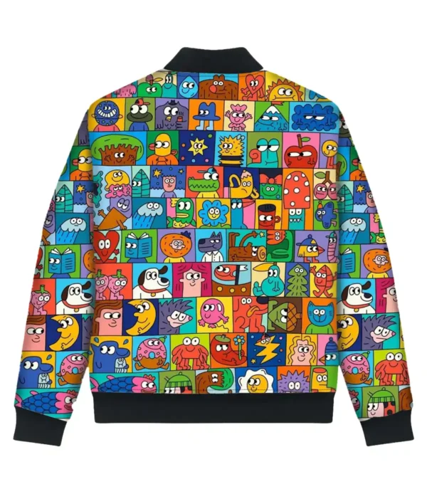 Animated Vibes Bomber Jacket Back
