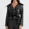 Black Belted Leather Jacket Women