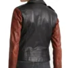 Black Biker Jacket with Brown Sleeves Back