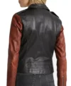 Black Biker Jacket with Brown Sleeves Back