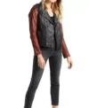 Black Biker Jacket with Brown Sleeves on Sale