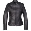 Black Cafe Racer Jacket with Zipper Cuffs