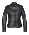 Black Cafe Racer Jacket with Zipper Cuffs