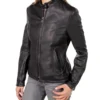 Black Cafe Racer Jacket with Zipper Cuffs on Sale