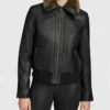 Black Leather Jacket Women Brown Fur Inner on Sale