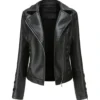 Black Leather Jacket with Lace-Up Sides