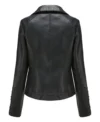 Black Leather Jacket with Lace-Up Sides Back