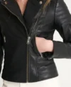 Black Quilted Leather Moto Jacket for Women on Sale