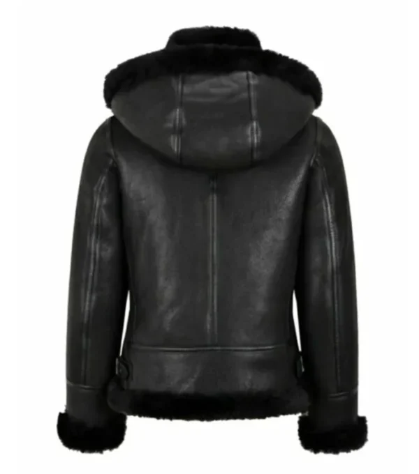 Black Shearling B3 Aviator Jacket for Women Back