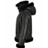 Black Shearling B3 Aviator Jacket for Women Side