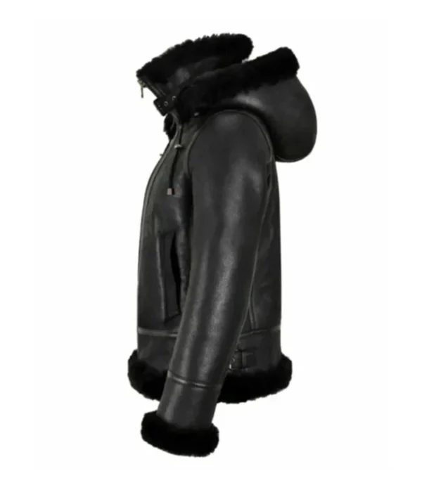 Black Shearling B3 Aviator Jacket for Women Side