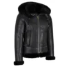 Black Shearling B3 Aviator Jacket for Women Side Look