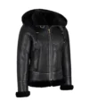 Black Shearling B3 Aviator Jacket for Women Side Look
