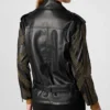 Black Studded Biker Style Belted Jacket Back