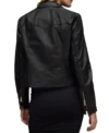 Black Women's Leather Biker Zipper Jacket Back
