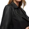 Black Women's Leather Biker Zipper Jacket on Sale