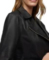 Black Women's Leather Biker Zipper Jacket on Sale