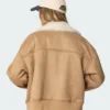 Brown Suede Shearling Jacket for Women Back