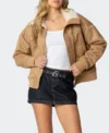 Brown Suede Shearling Jacket for Women on Sale