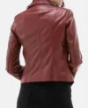 Burgundy Motorcycle Leather Jacket for Women Back