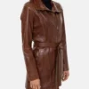 Buy Classic Belted Brown Leather Trench Coat for Women