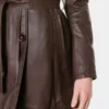 Buy Classic Dark Brown Belted Leather Jacket for Women