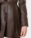 Buy Classic Dark Brown Belted Leather Jacket for Women