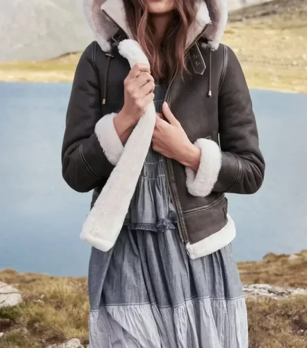 Buy Dark Brown Leather B3 Jacket with Hood