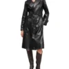 Buy Stylish Women's Black Leather Trench Coat